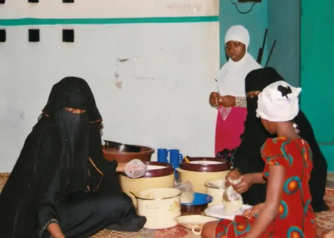 Women prepare the meals