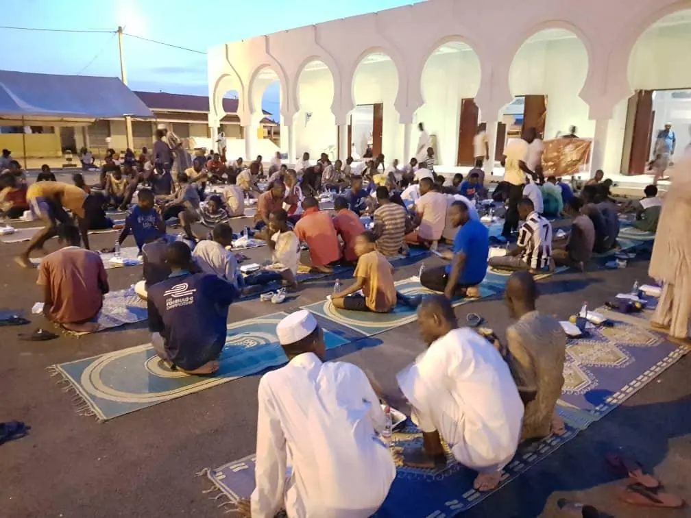 A communal fast-breaking meal during Ramadan