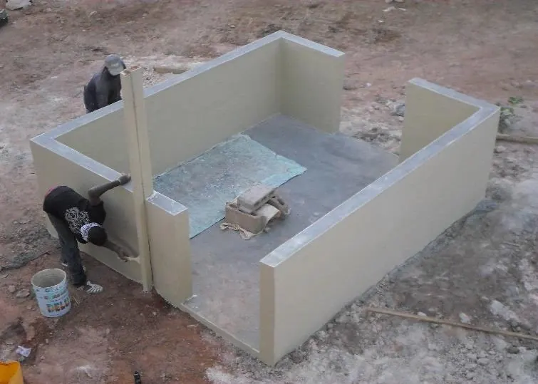 A fountain basin being finished