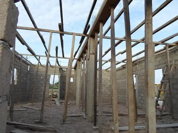 The roof frame of a mosque under construction