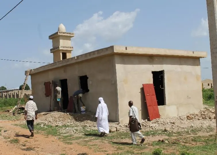 A mosque with its walls raised