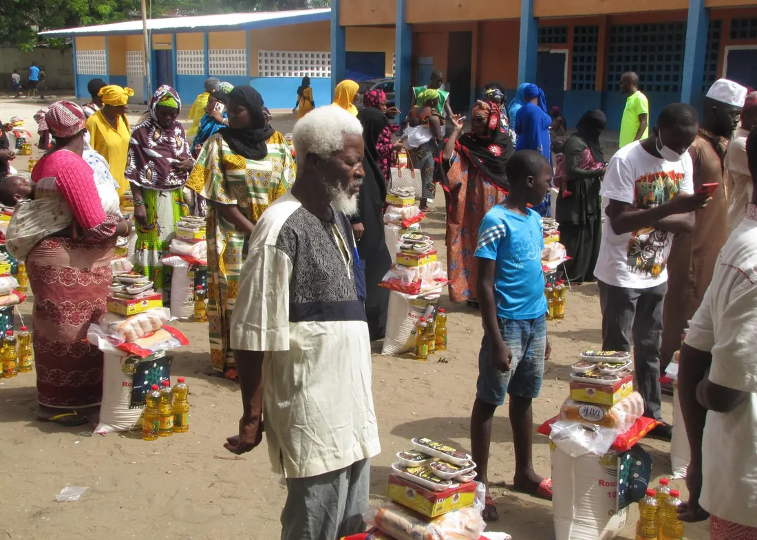 A village’s families receive their food kits