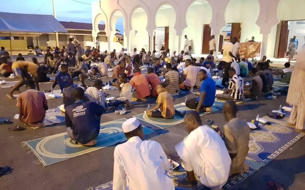 A communal fast-breaking meal during Ramadan